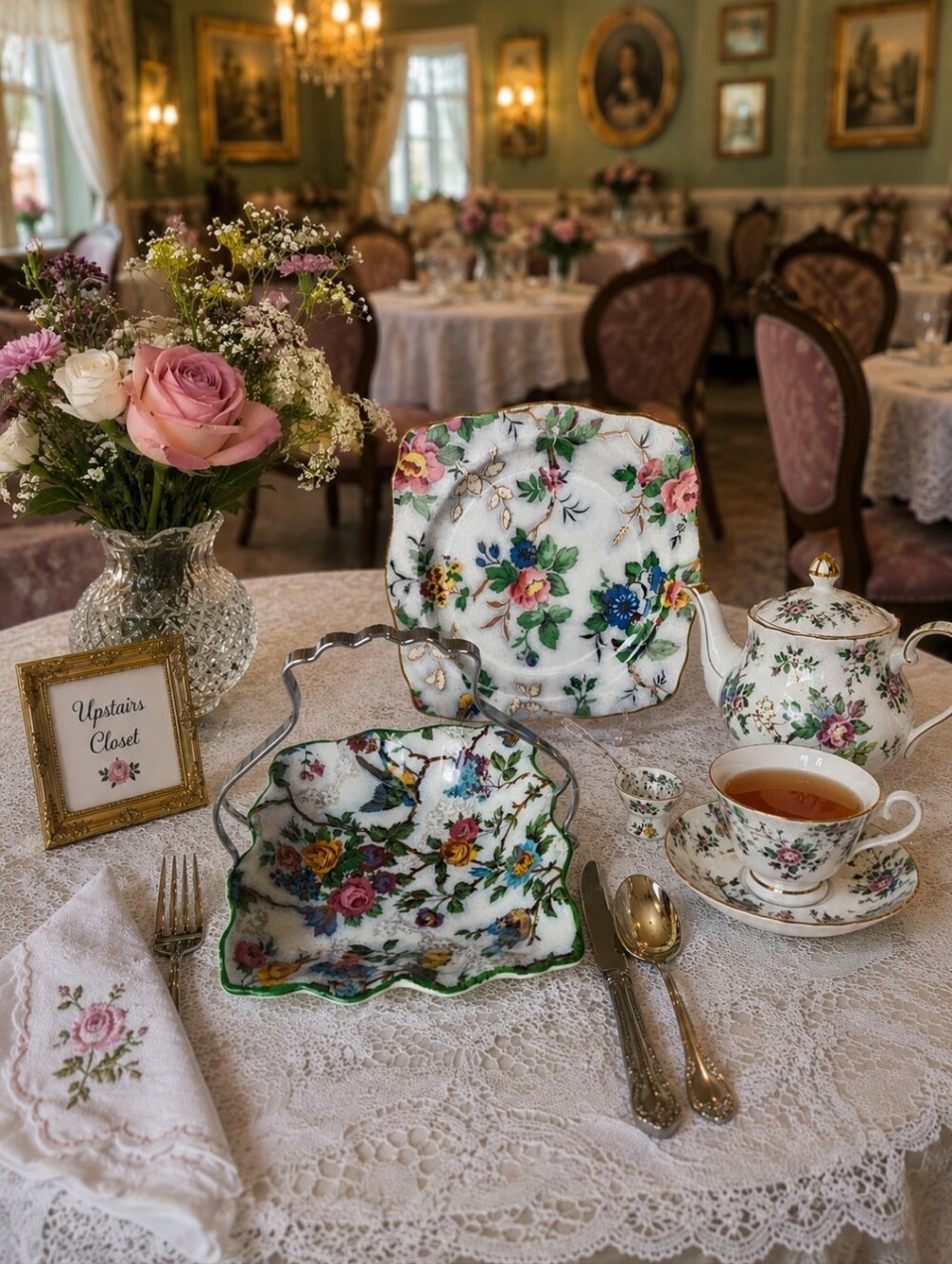 CROWN DUCAL Chintz ASCOT Pattern Tidbit Bowl Midwinter England Tidbit and Handle